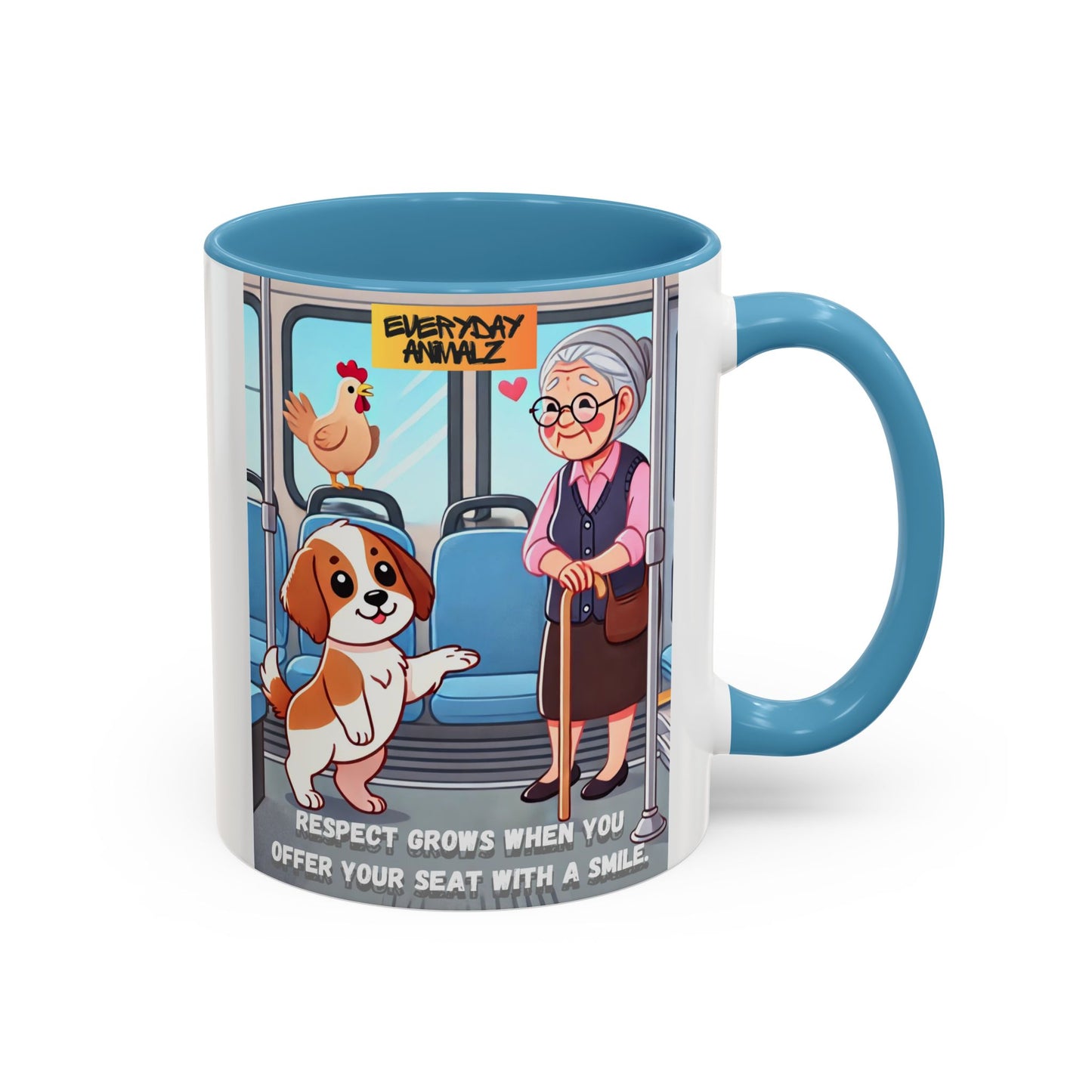 Respect grows when you offer your seat with a smile. - Accent Coffee Mug (11, 15oz)