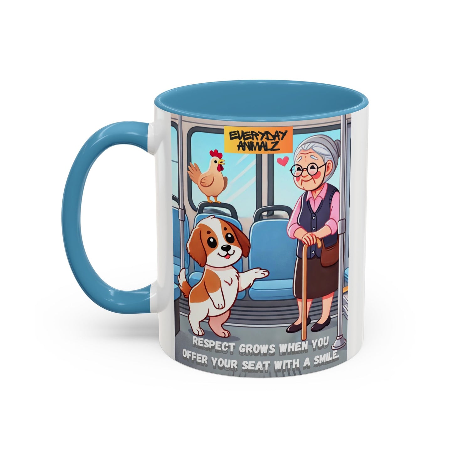 Respect grows when you offer your seat with a smile. - Accent Coffee Mug (11, 15oz)