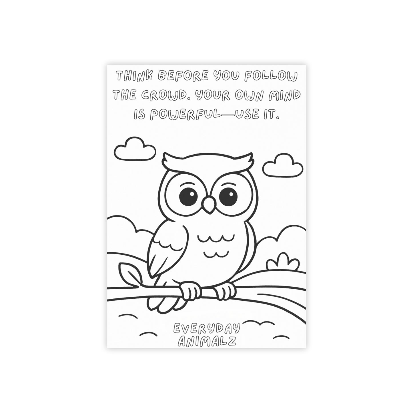 50 page 4" x 6" Coloring Owl Post It Note Pads, Inspirational Stationery, Motivational Gifts, Mindfulness Tools, Creative Journals