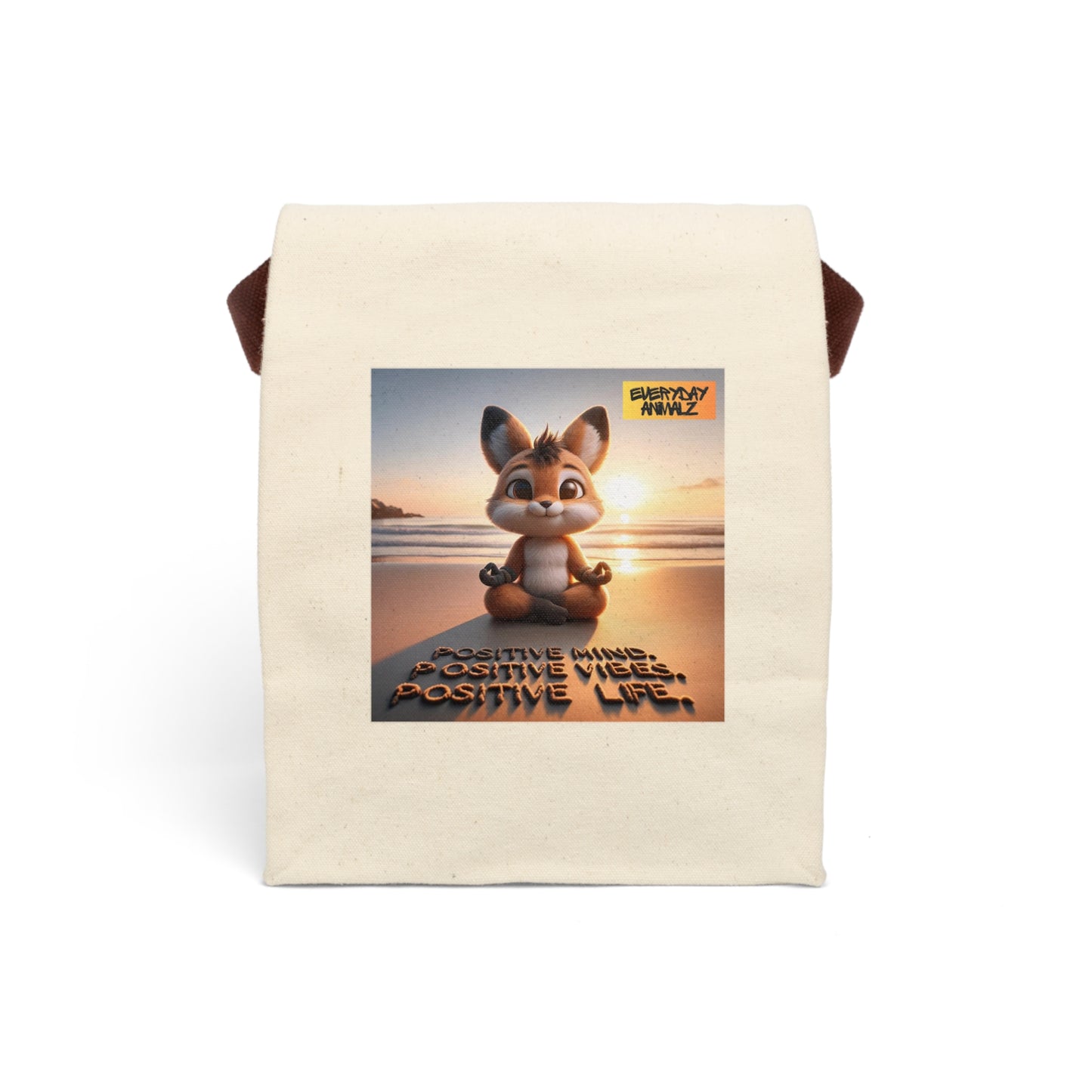 Canvas Lunch Bag With Strap - Positive Mind. Positive Vibes. Positive Life