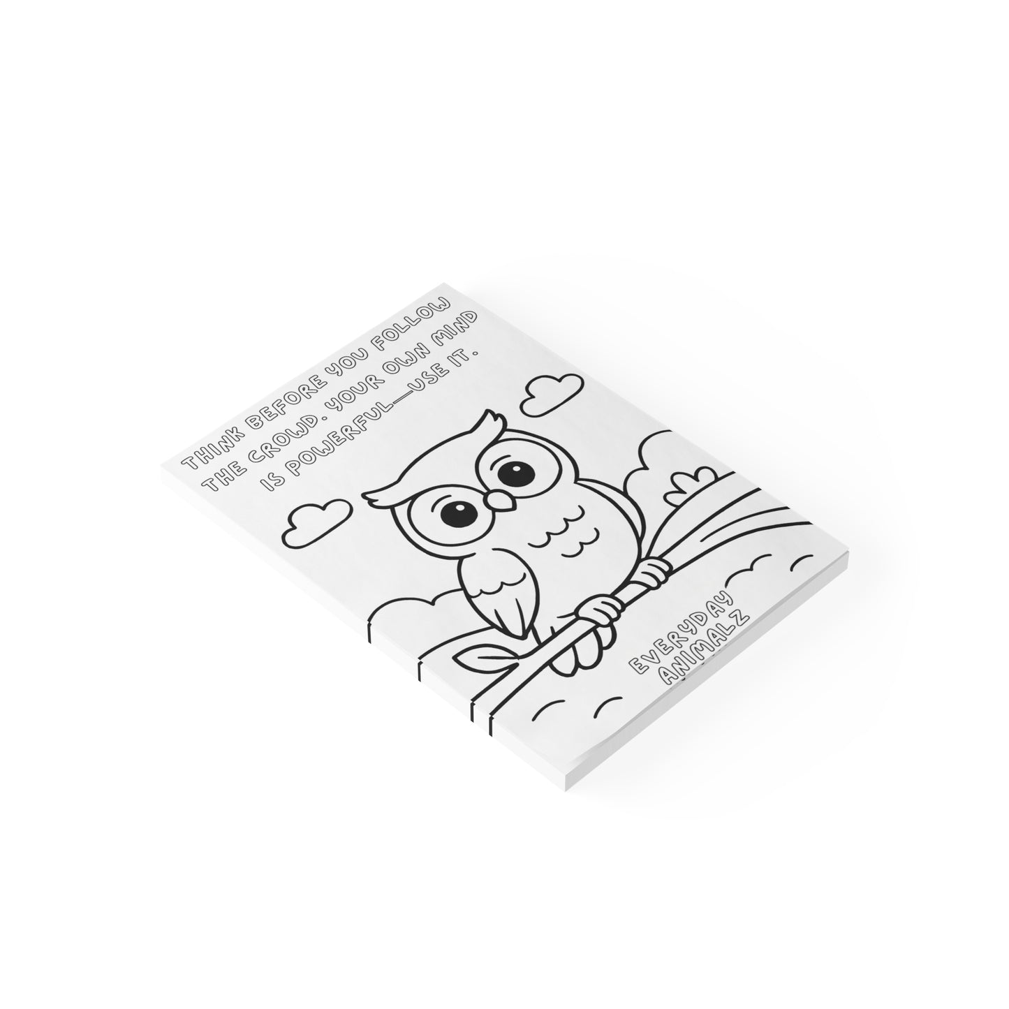 50 page 4" x 6" Coloring Owl Post It Note Pads, Inspirational Stationery, Motivational Gifts, Mindfulness Tools, Creative Journals
