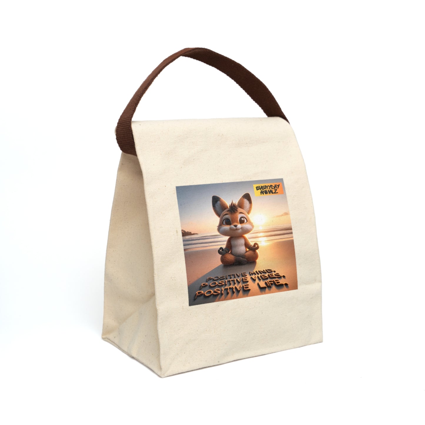 Canvas Lunch Bag With Strap - Positive Mind. Positive Vibes. Positive Life