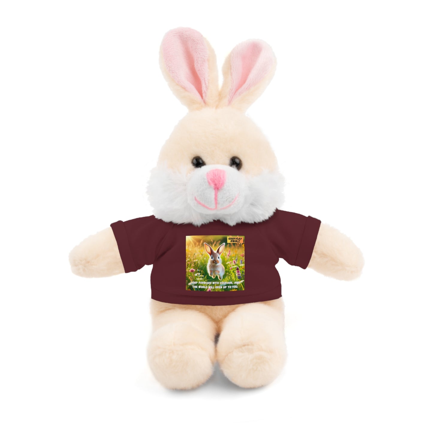 Stuffed Bunny with Tee - Leap forward with courage, and the world will open up to you.