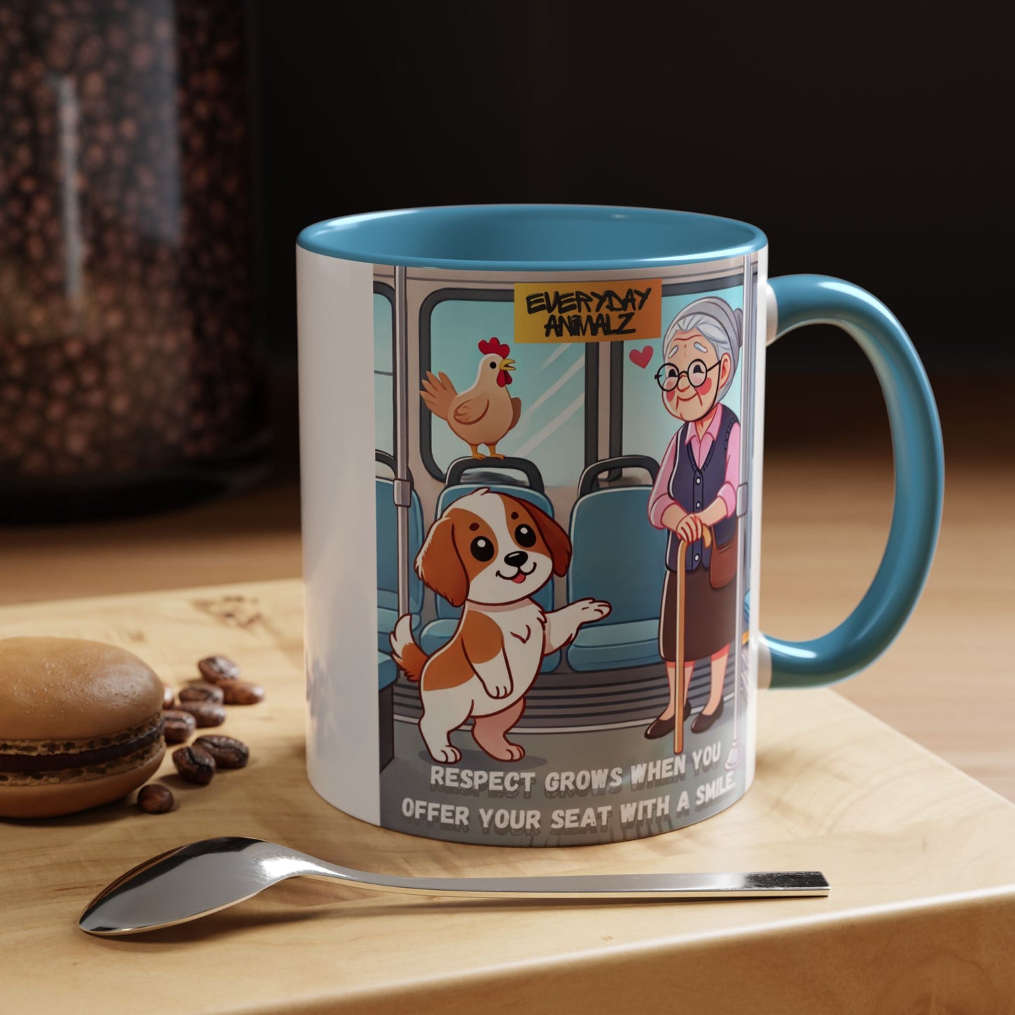 Respect grows when you offer your seat with a smile. - Accent Coffee Mug (11, 15oz)
