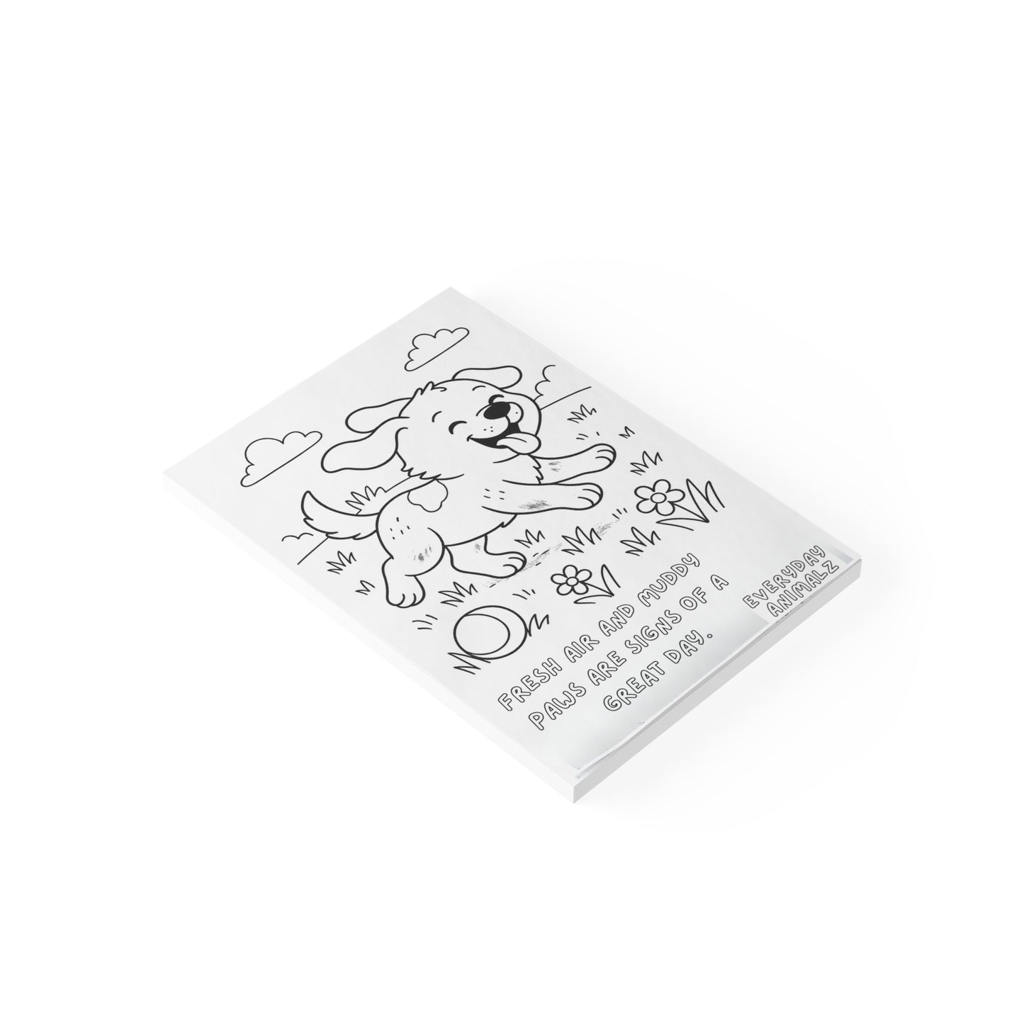 50 Page 4" x 6" Coloring Note Pad with Playful Puppy Design, Cute Stationery, Gift for Dog Lovers, Creative Office Supplies, Inspirational Notes