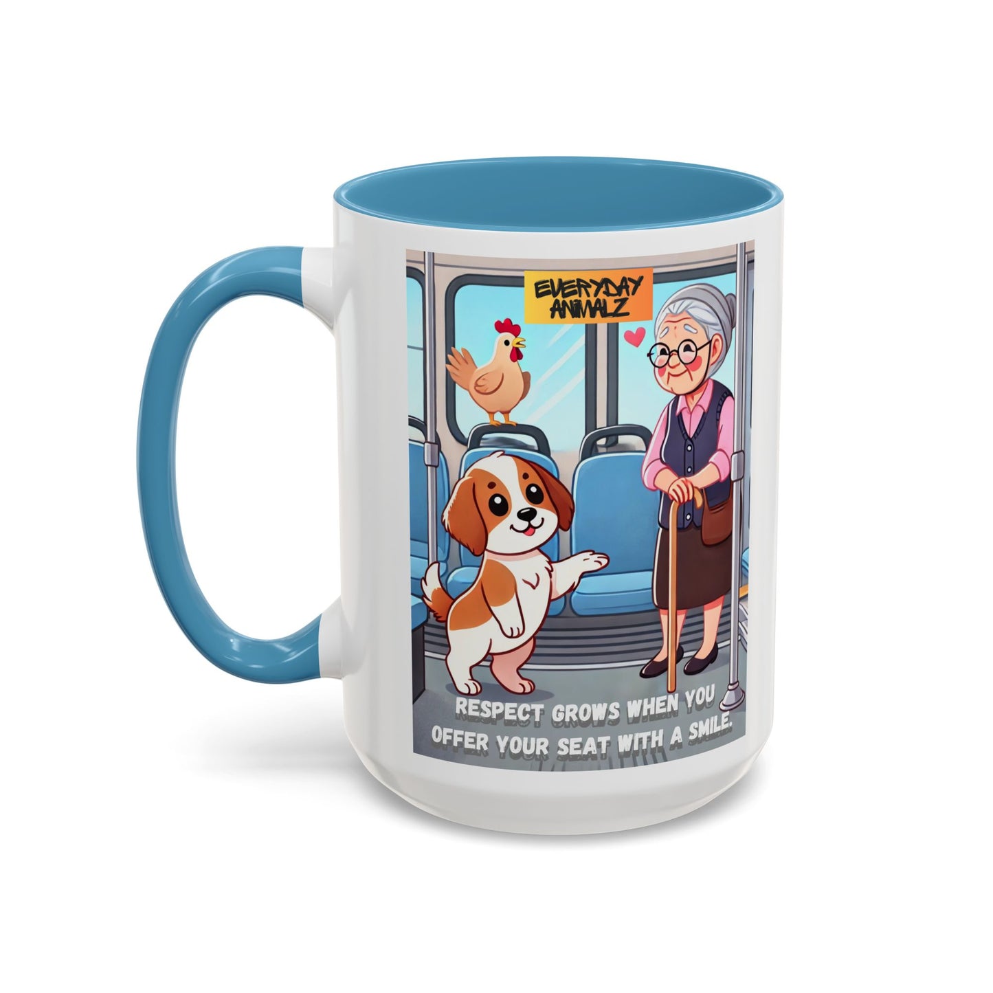 Respect grows when you offer your seat with a smile. - Accent Coffee Mug (11, 15oz)