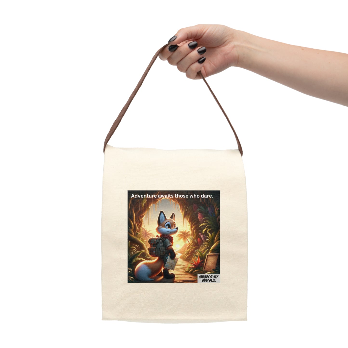 Adventure Awaits Those Who Dare - Canvas Lunch Bag With Strap
