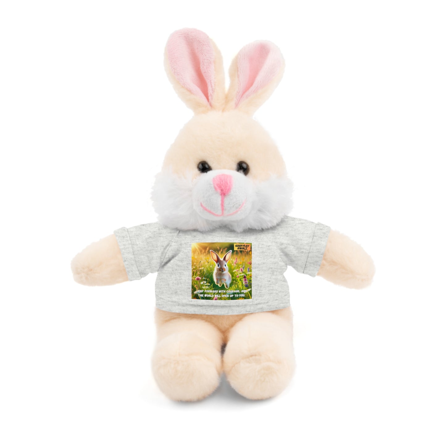 Stuffed Bunny with Tee - Leap forward with courage, and the world will open up to you.
