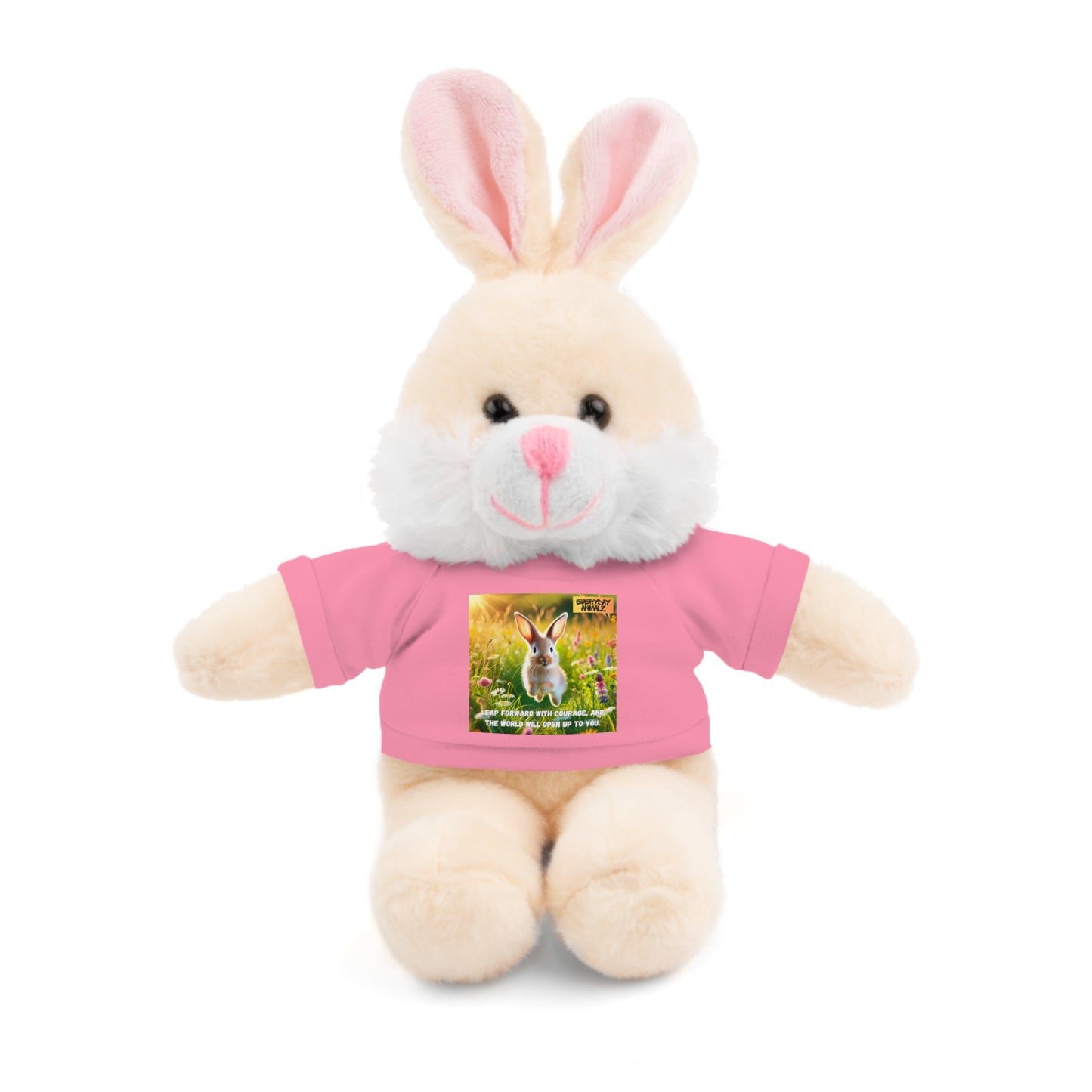 Stuffed Bunny with Tee - Leap forward with courage, and the world will open up to you.