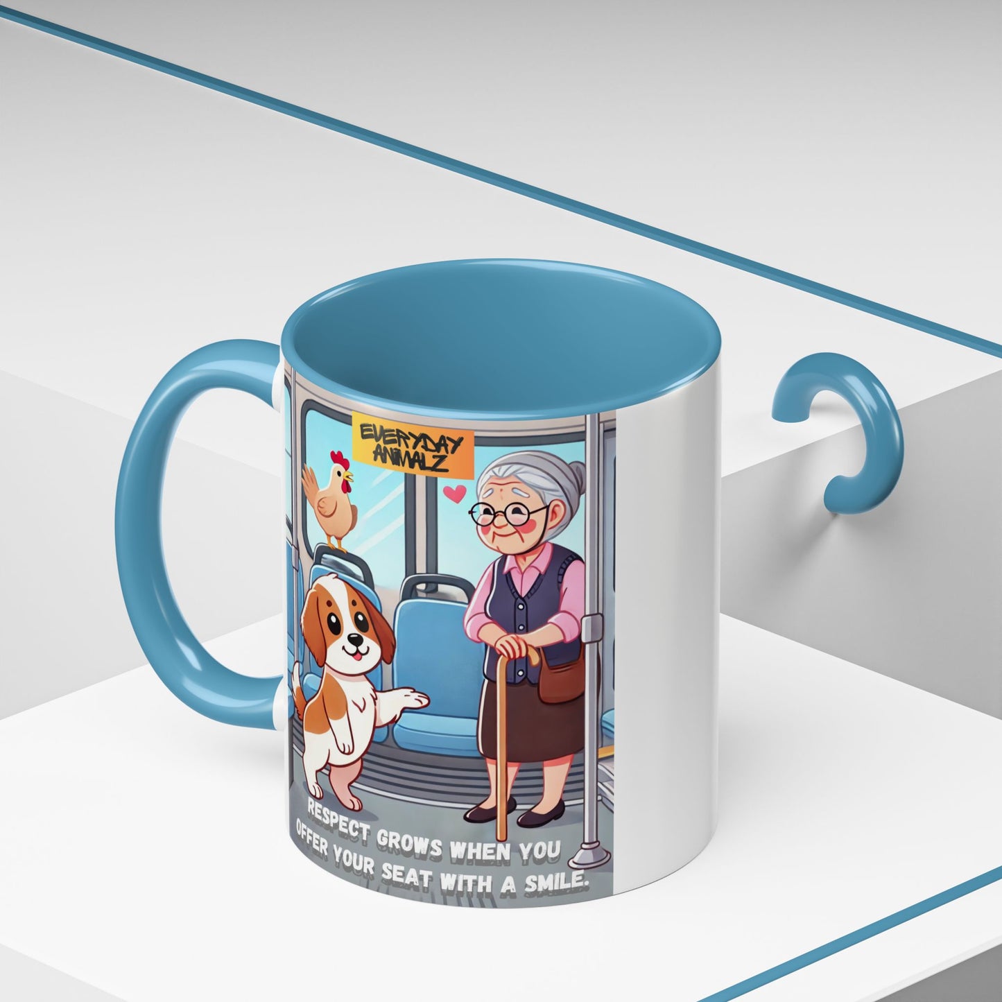 Respect grows when you offer your seat with a smile. - Accent Coffee Mug (11, 15oz)