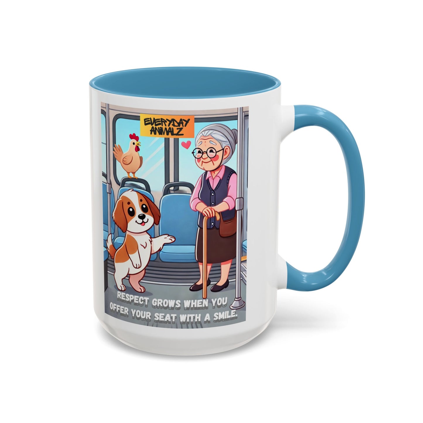Respect grows when you offer your seat with a smile. - Accent Coffee Mug (11, 15oz)