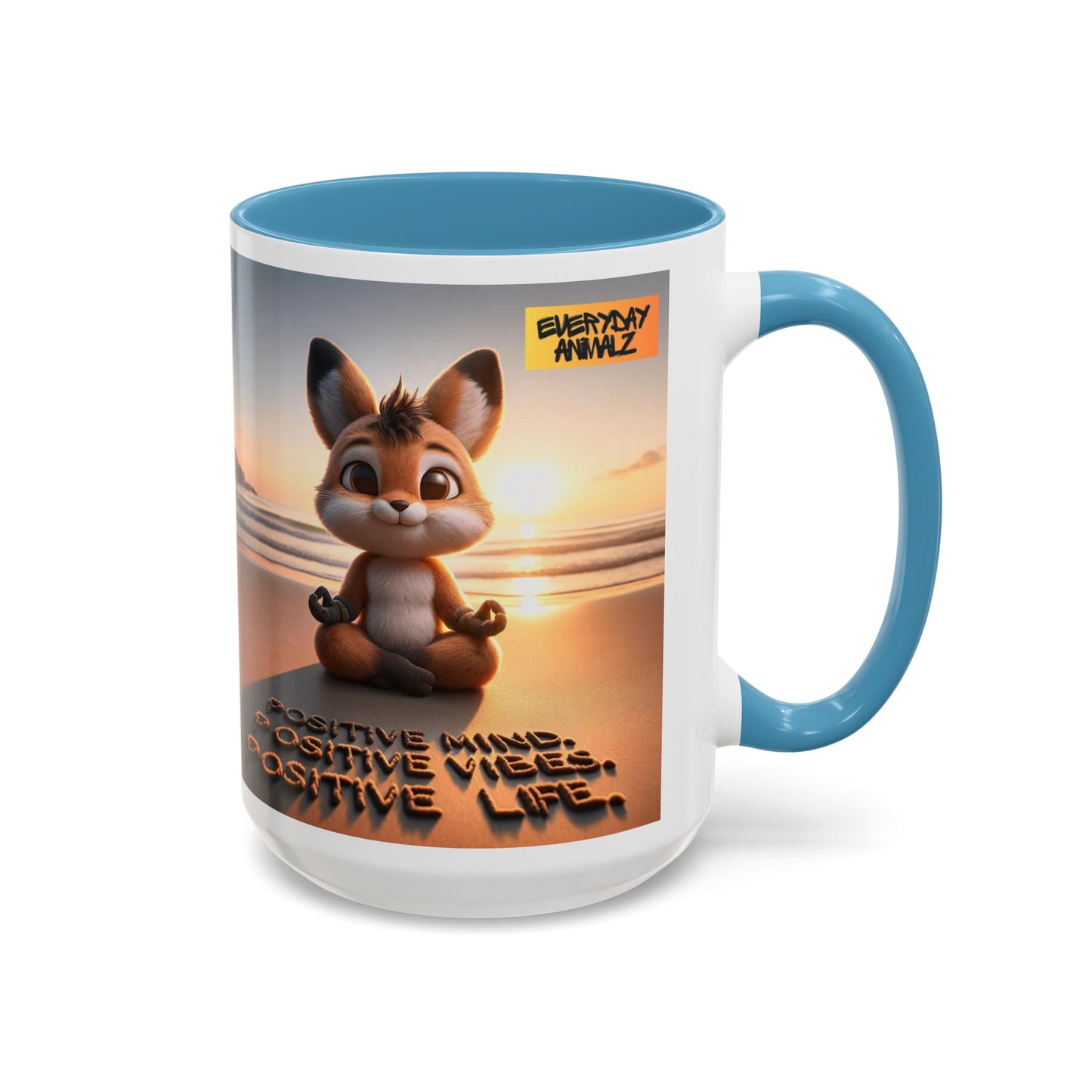 Accent Coffee Mug (11, 15oz) Positive Mind.  Positive Vibes.  Positive Life