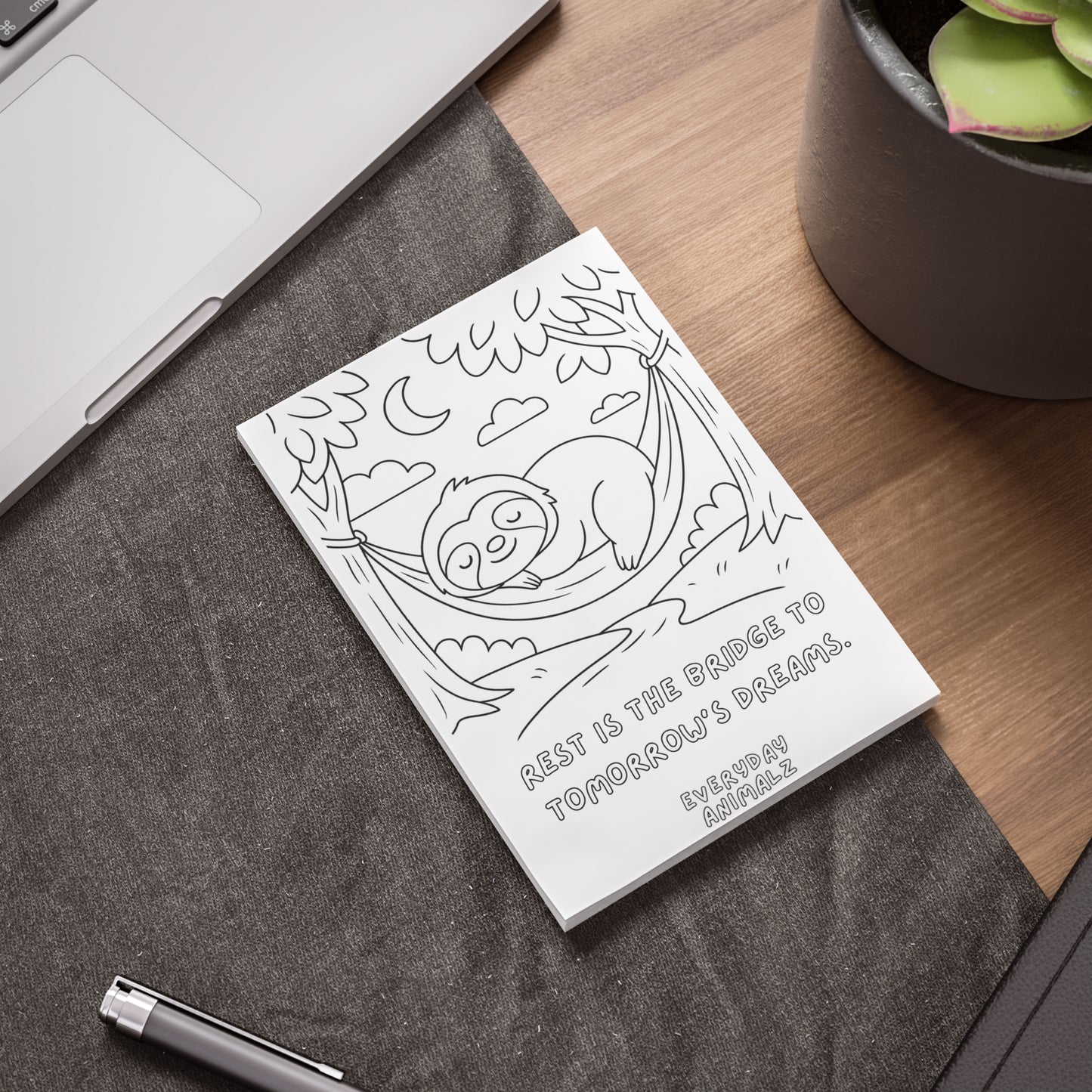 50 Pages Relaxing Sloth Note Pads - 4" x 6".  Perfect for Dreamy Organization, Gift for Students, Journal for Relaxation, Office Supplies, Eco-Friendly [...]