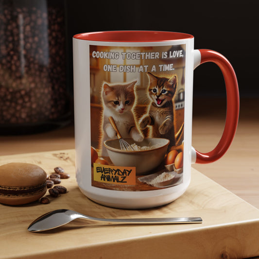 Accent Coffee Mug (11, 15oz) - Cooking together is love, one dish at a time.