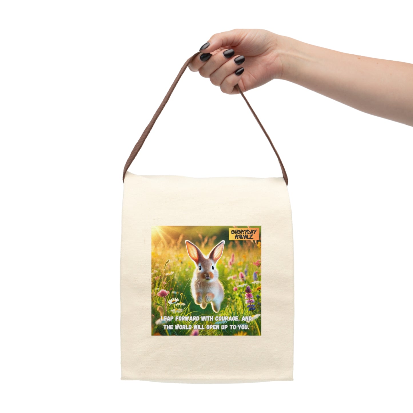 Canvas Lunch Bag With Strap - Leap forward with courage, and the world will open up to you.