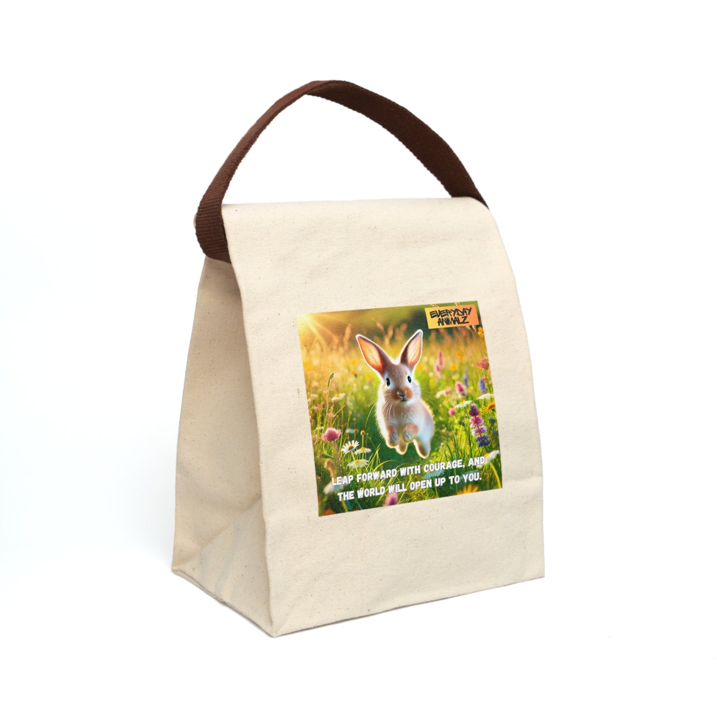 Canvas Lunch Bag With Strap - Leap forward with courage, and the world will open up to you.