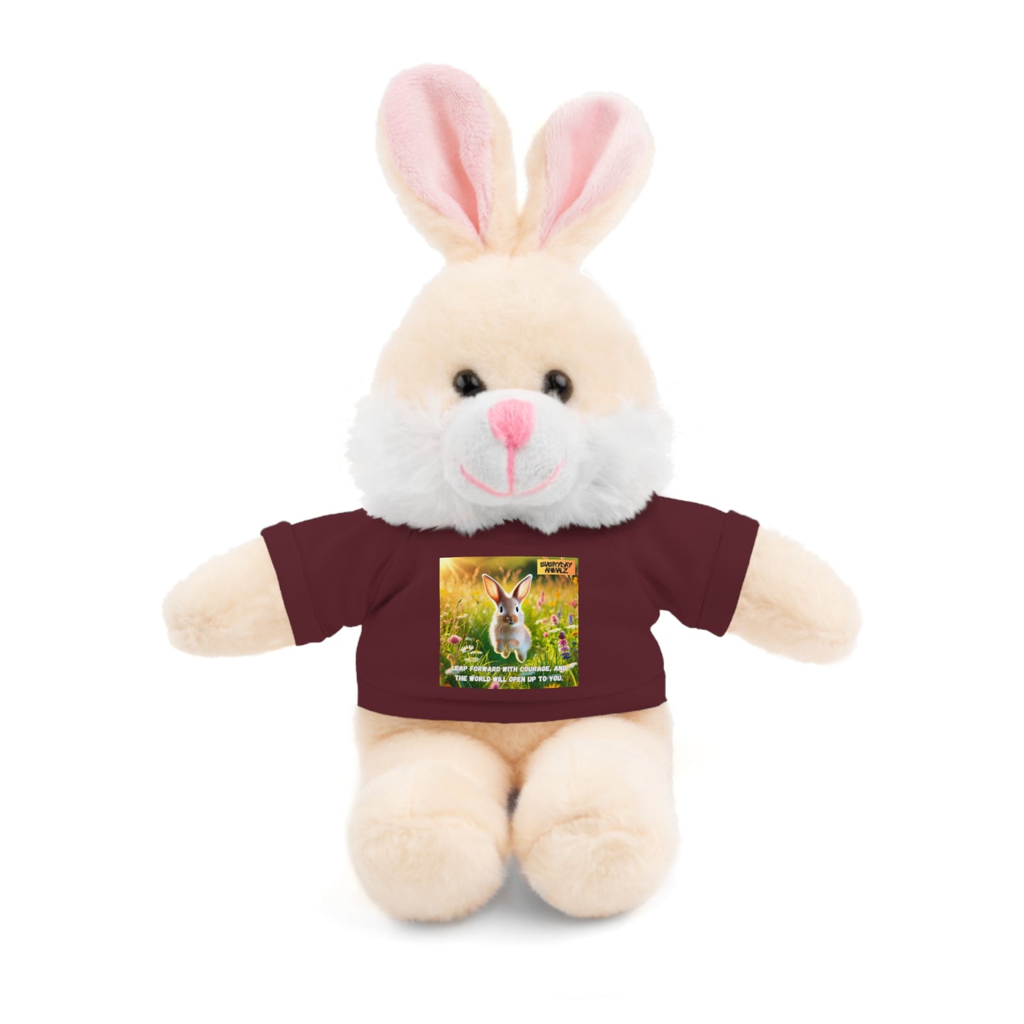 Stuffed Bunny  with Tee - Leap forward with courage, and the world will open up to you.