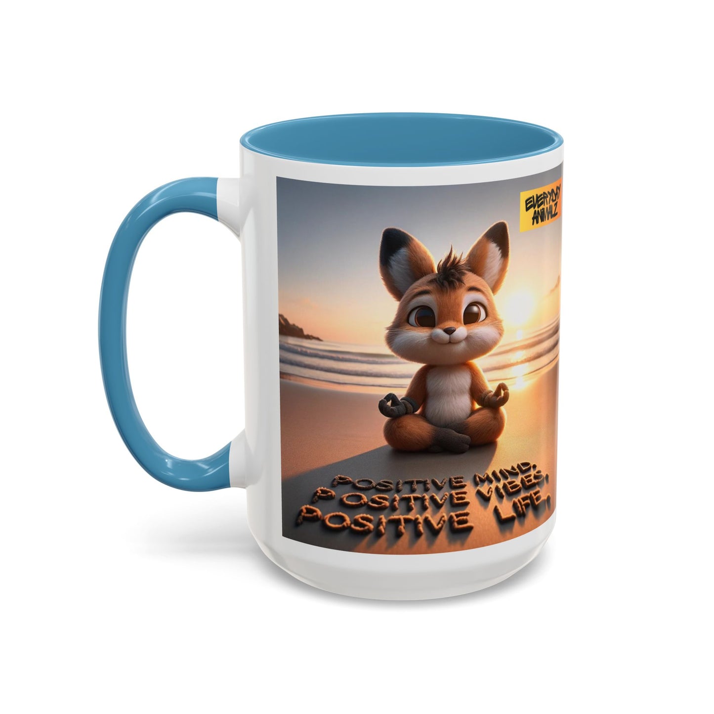 Accent Coffee Mug (11, 15oz) Positive Mind.  Positive Vibes.  Positive Life