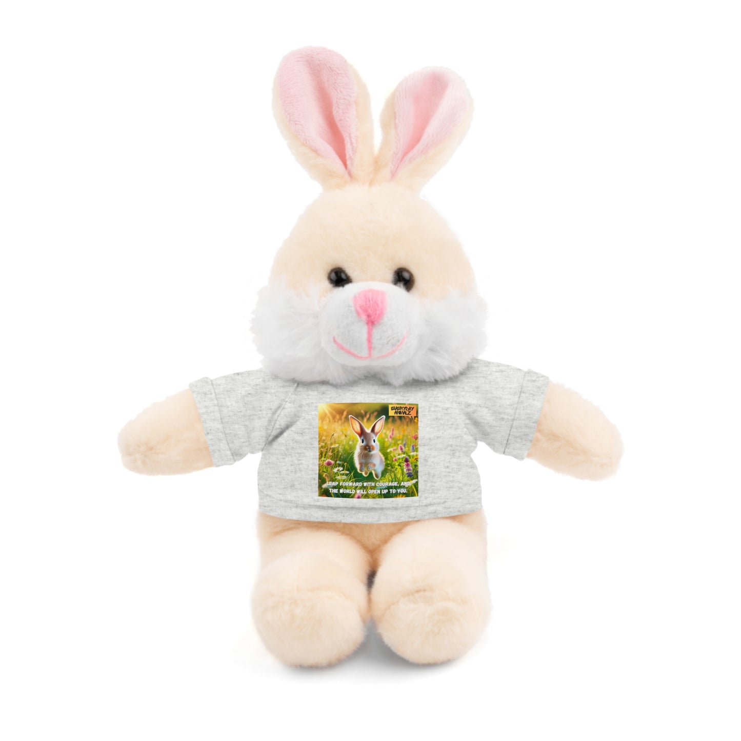 Stuffed Bunny  with Tee - Leap forward with courage, and the world will open up to you.