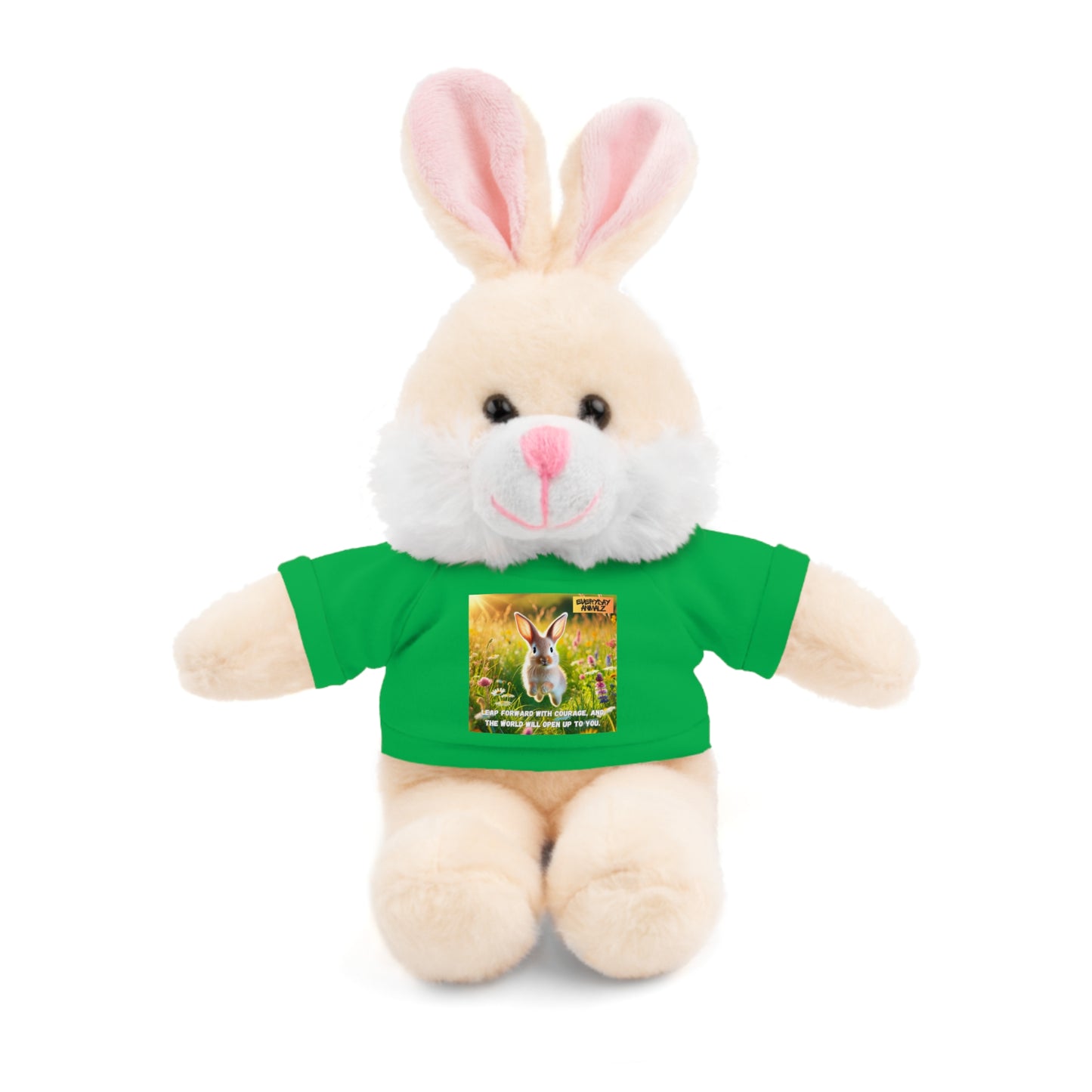 Stuffed Bunny  with Tee - Leap forward with courage, and the world will open up to you.