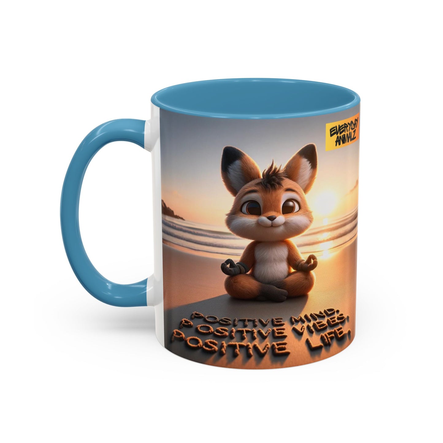 Accent Coffee Mug (11, 15oz) Positive Mind.  Positive Vibes.  Positive Life