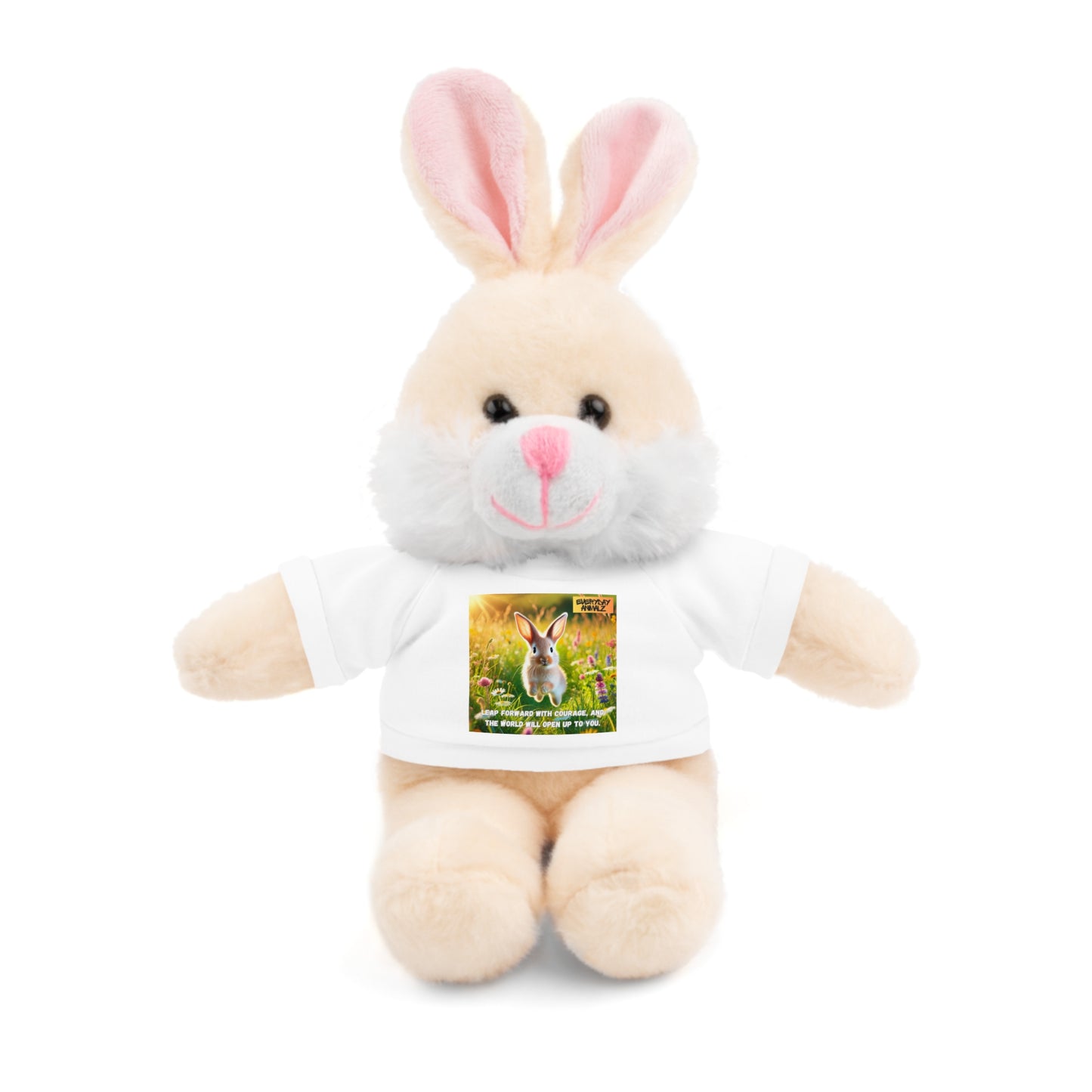 Stuffed Bunny  with Tee - Leap forward with courage, and the world will open up to you.