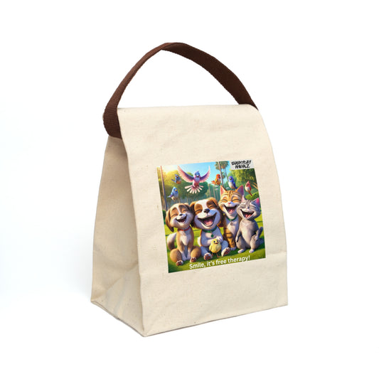 Smile, It's Free Therapy - Canvas Lunch Bag With Strap