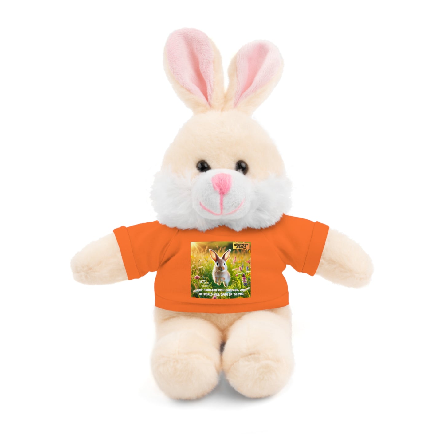 Stuffed Bunny  with Tee - Leap forward with courage, and the world will open up to you.