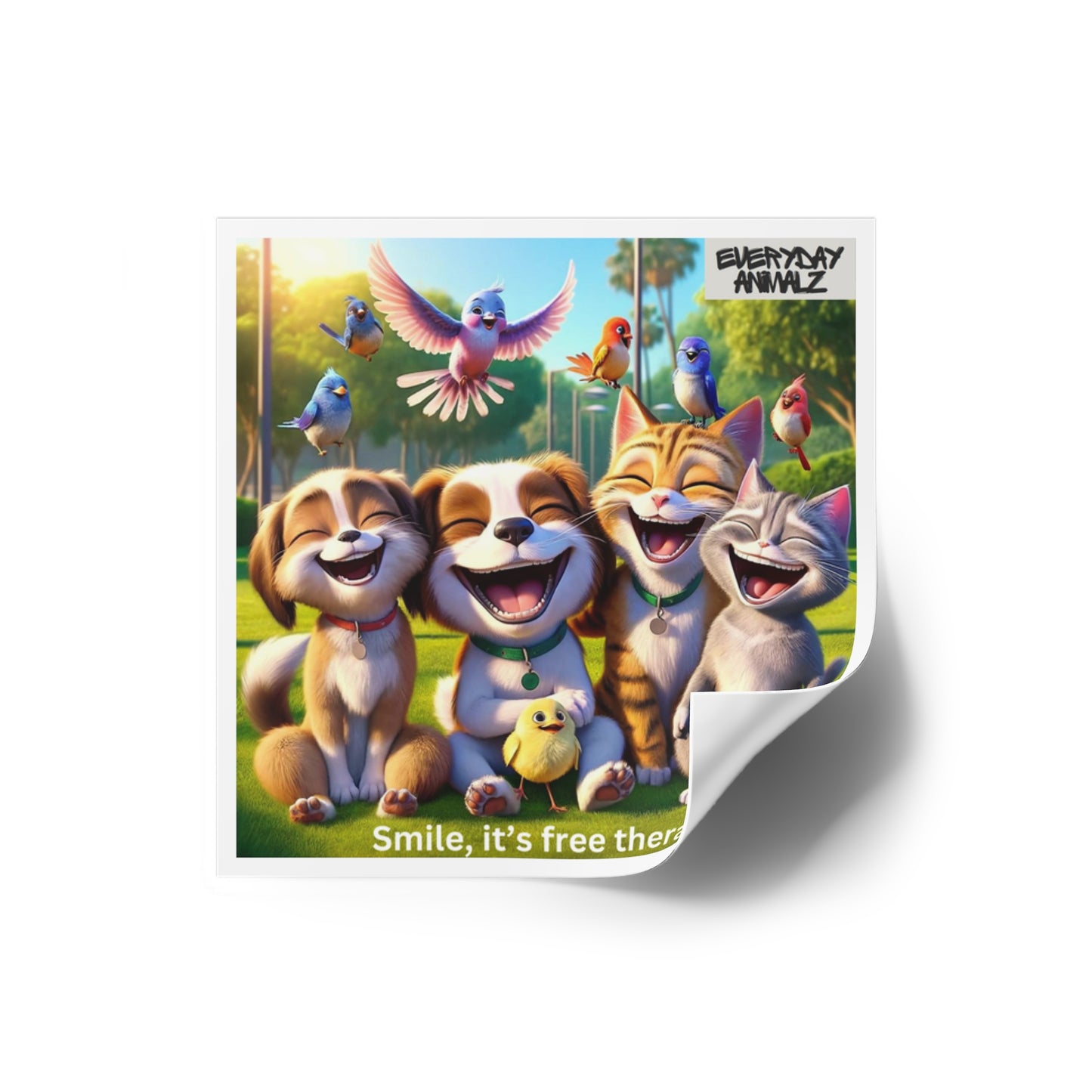 Smile, It's Free Therapy - Square Stickers, Indoor\Outdoor