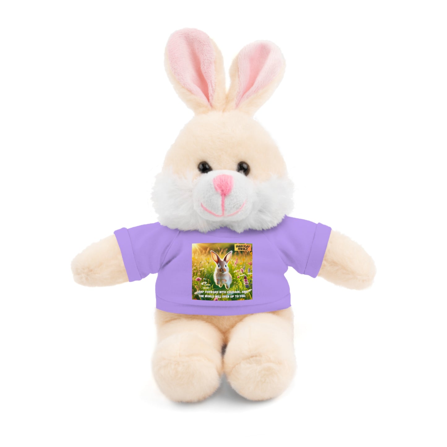 Stuffed Bunny  with Tee - Leap forward with courage, and the world will open up to you.